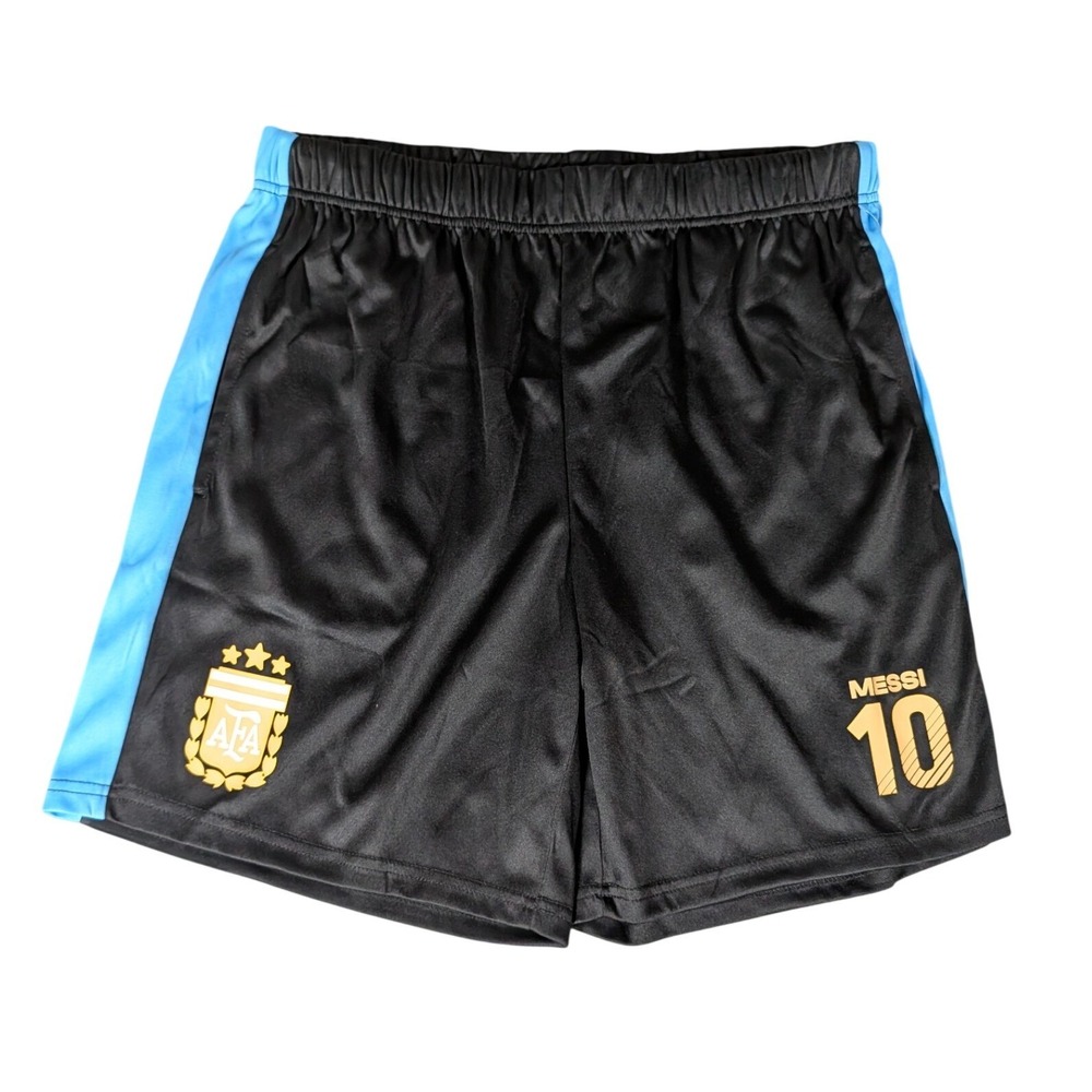 Argentina Messi 10 Soccer Shorts Black Blue AFA Official Product Mens M